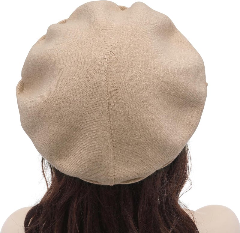 ZLYC French Beret hat, Reversible Solid Color Knit Warm Beret Cap for Womens Girls - Image 3